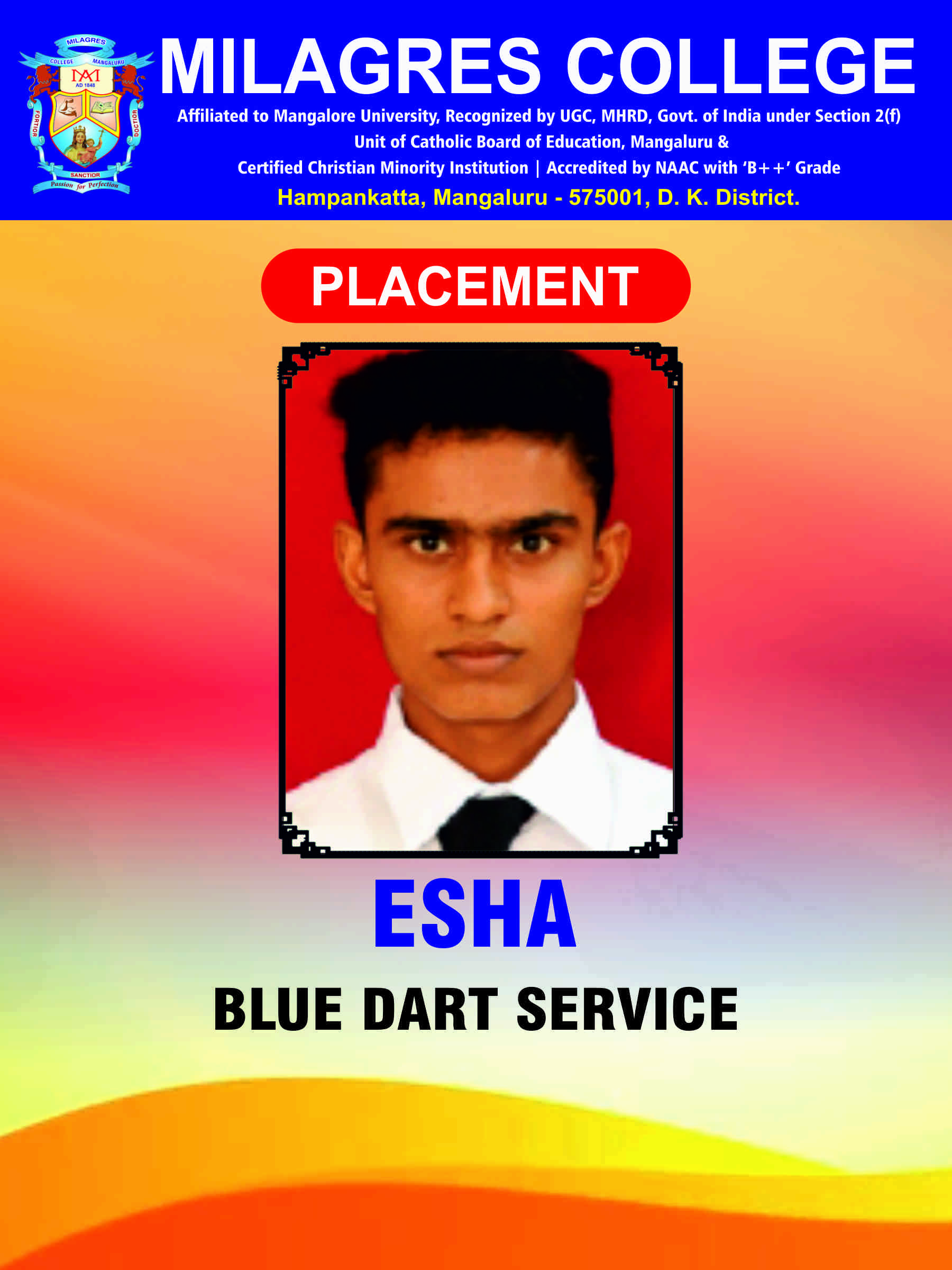 Successfully placed student